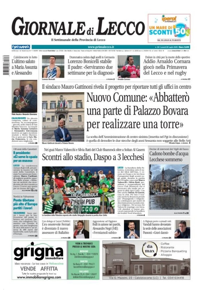 Copertina Giornale di Lecco 28/07/2025