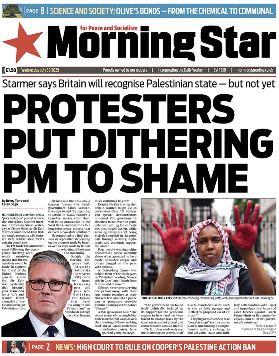 Prima Pagina Morning Star 30/07/2025