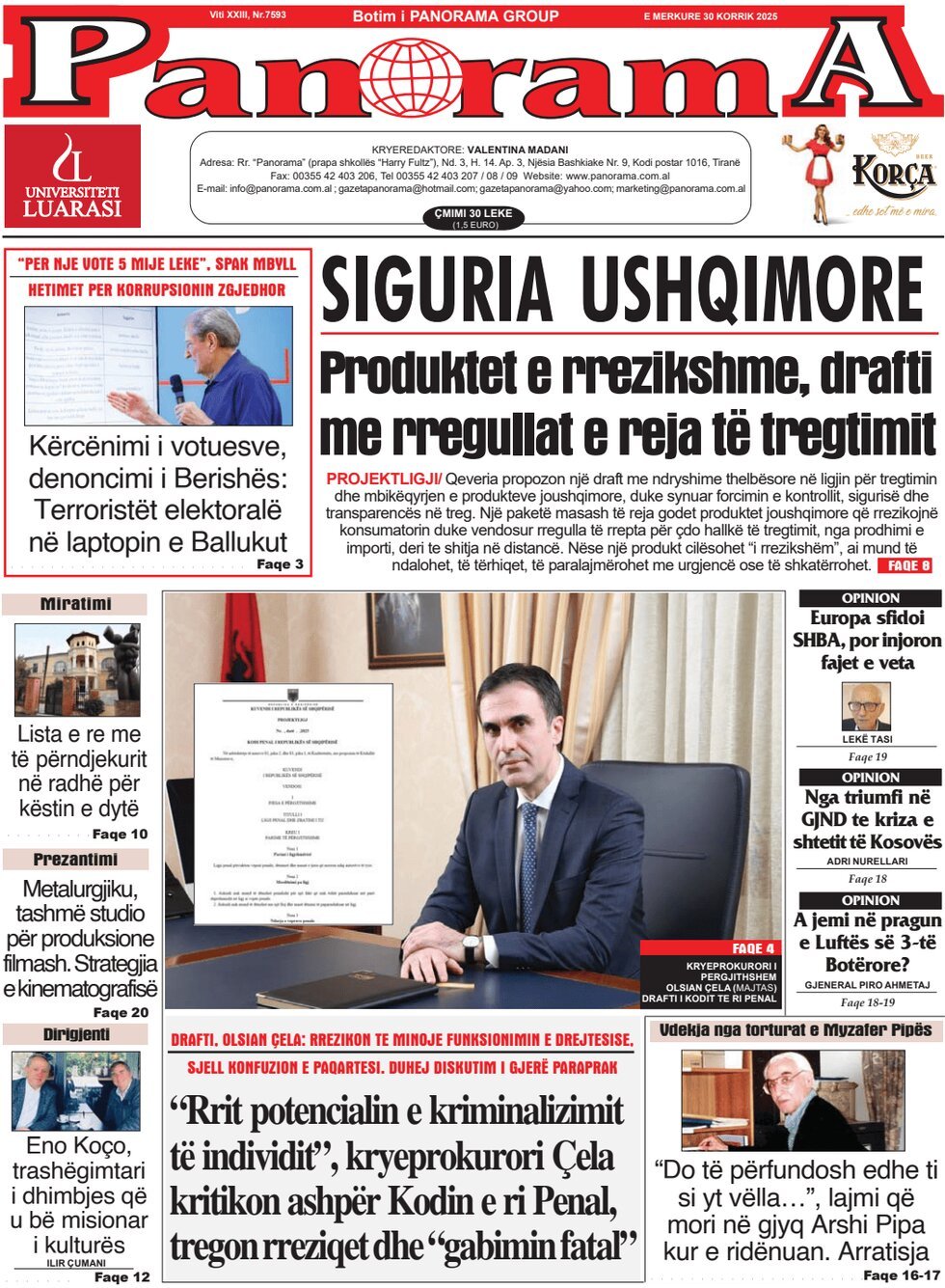 Prima Pagina Gazeta Panorama 30/07/2025