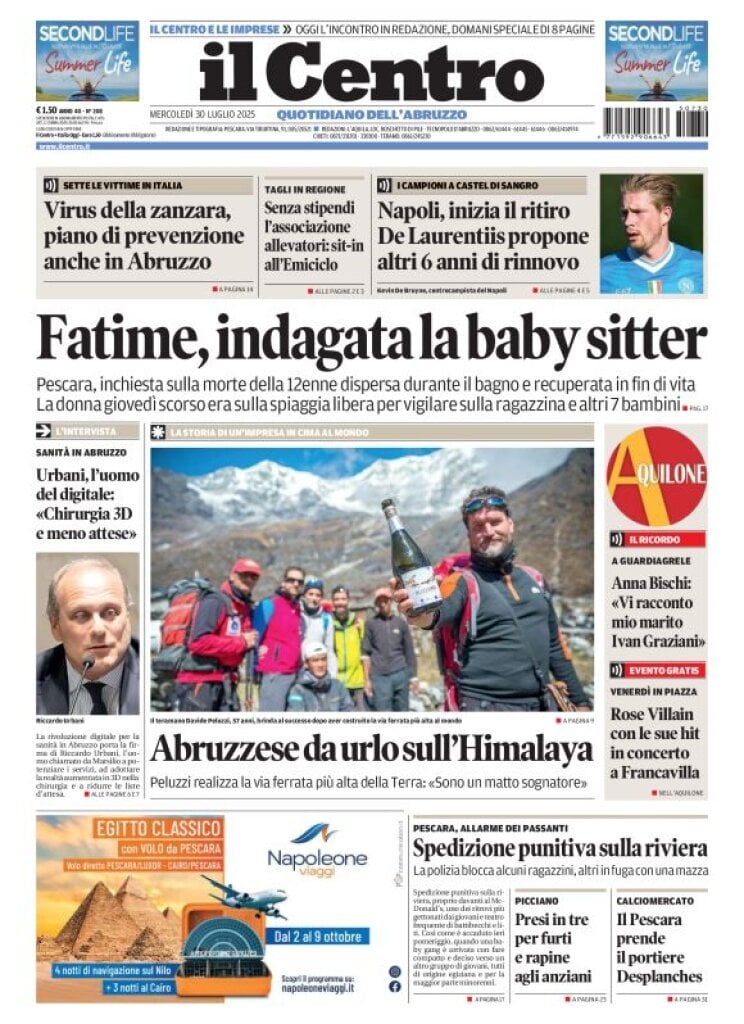 Prima Pagina Il Centro (Pescara) 30/07/2025