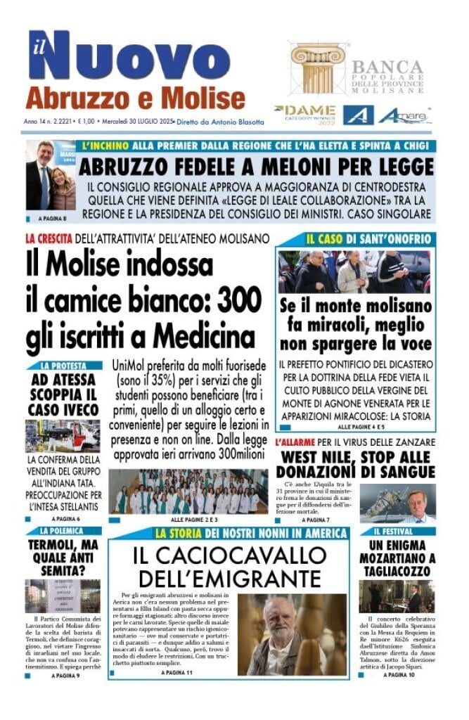 Prima Pagina Il Nuovo Abruzzo e Molise 30/07/2025