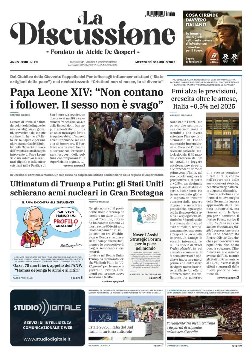 Prima Pagina La Discussione 30/07/2025