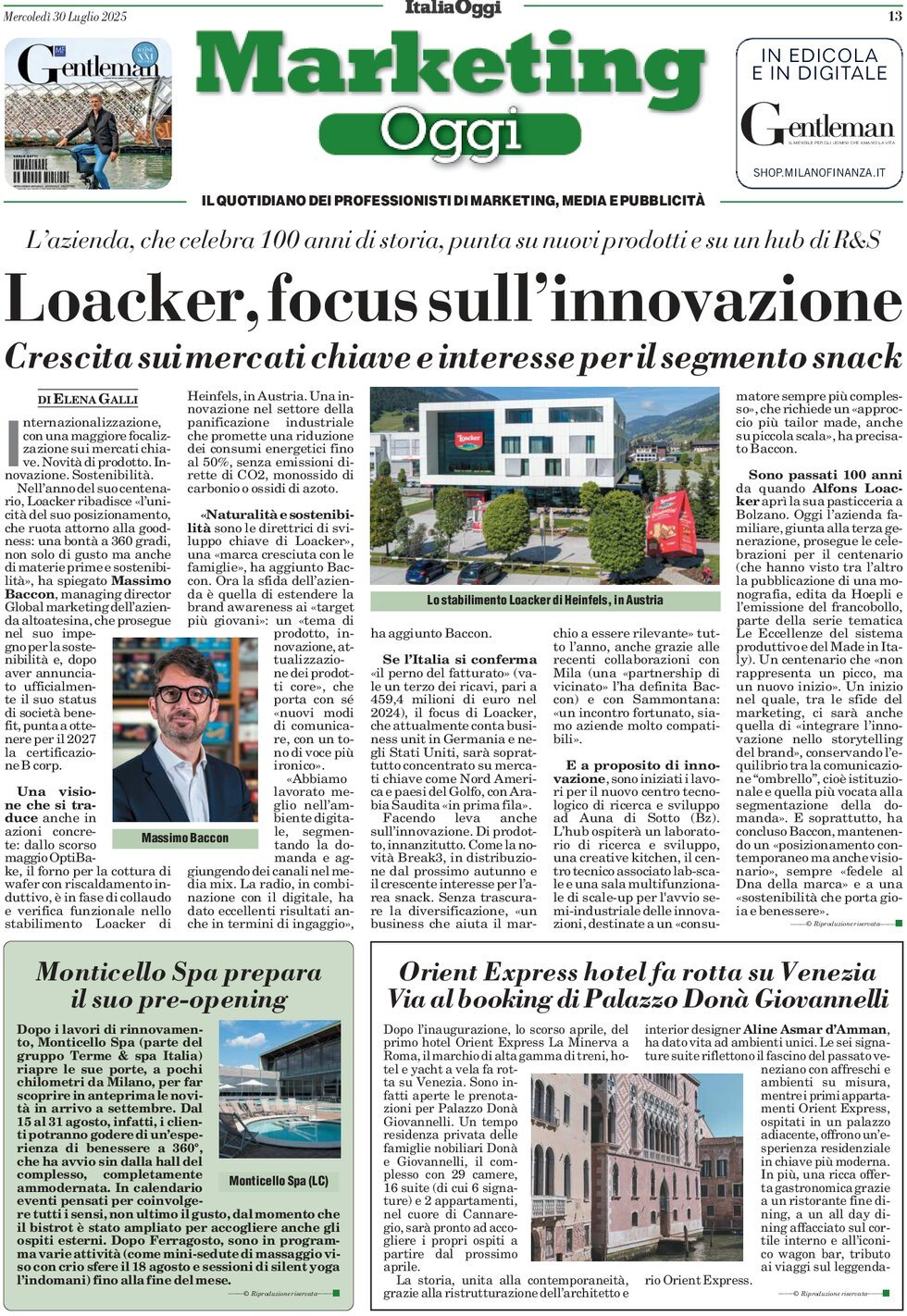 Prima Pagina Marketing Oggi 30/07/2025
