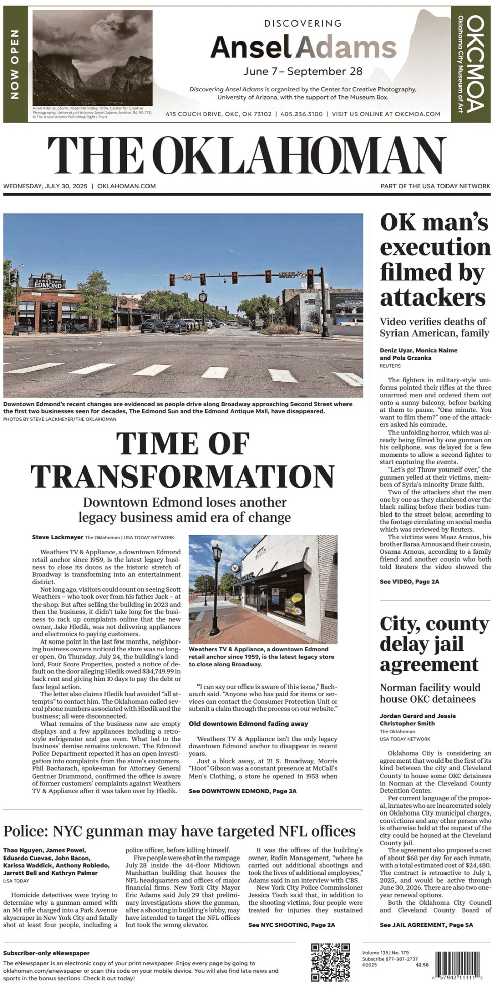 Prima Pagina The Oklahoman 30/07/2025