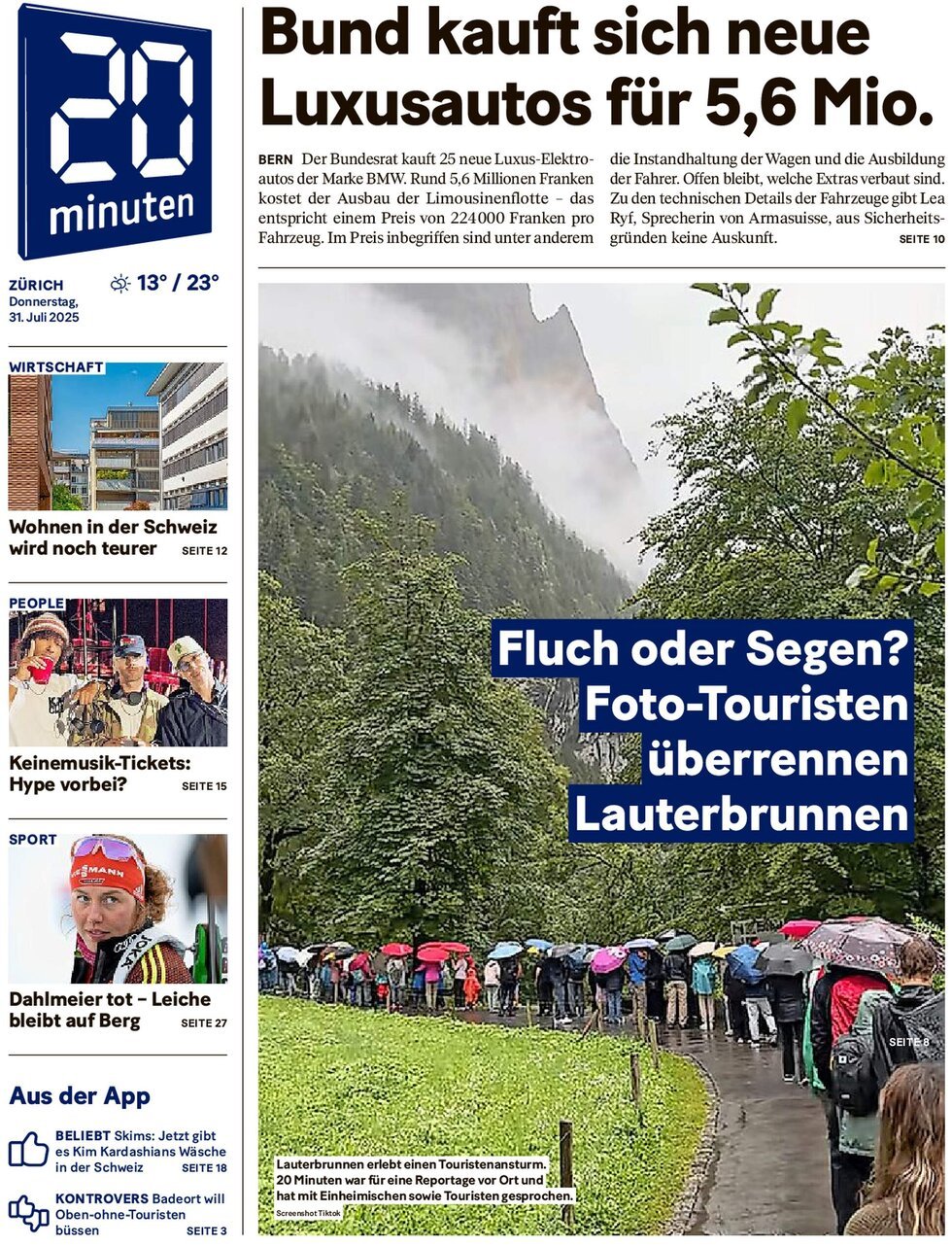 Prima Pagina 20 Minuten 31/07/2025