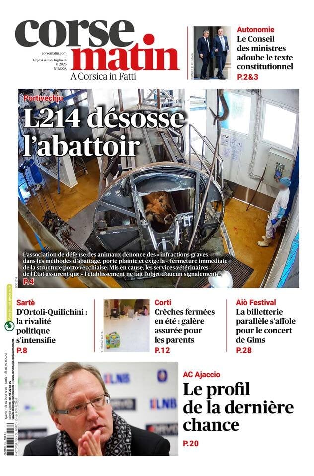 Prima Pagina Corse-Matin 31/07/2025