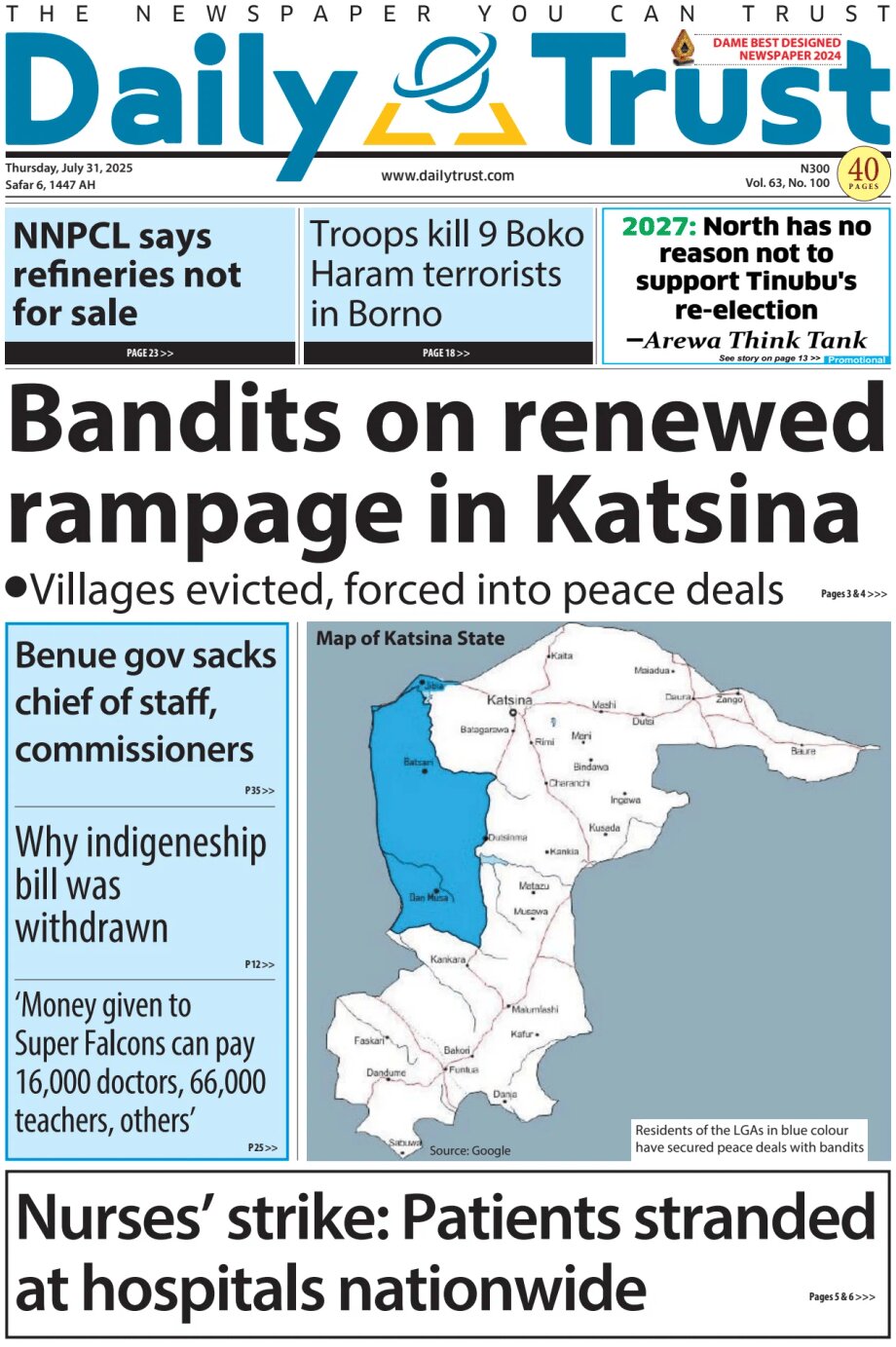 Prima Pagina Daily Trust 31/07/2025