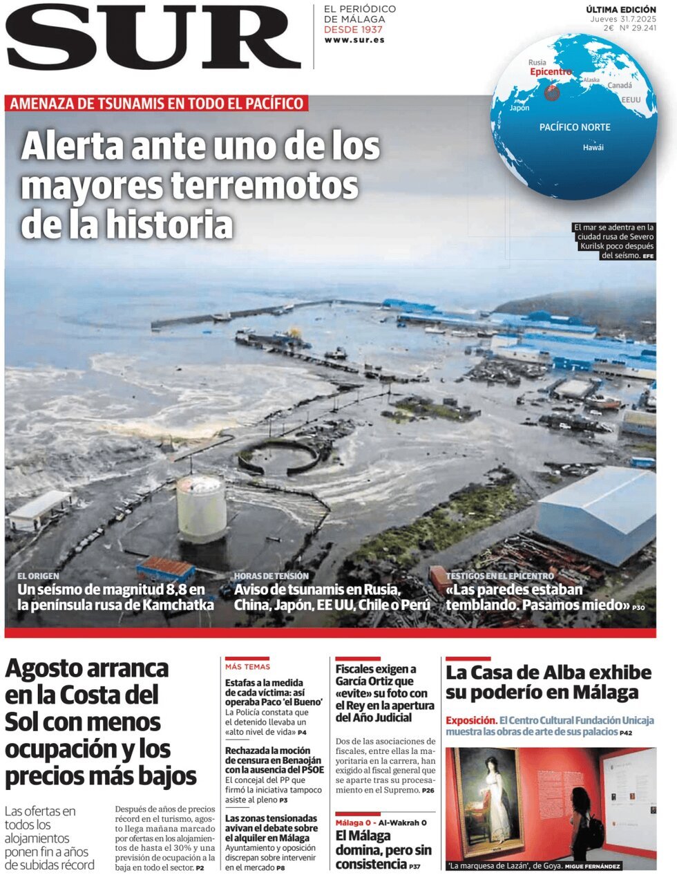 Prima Pagina Diario SUR 31/07/2025