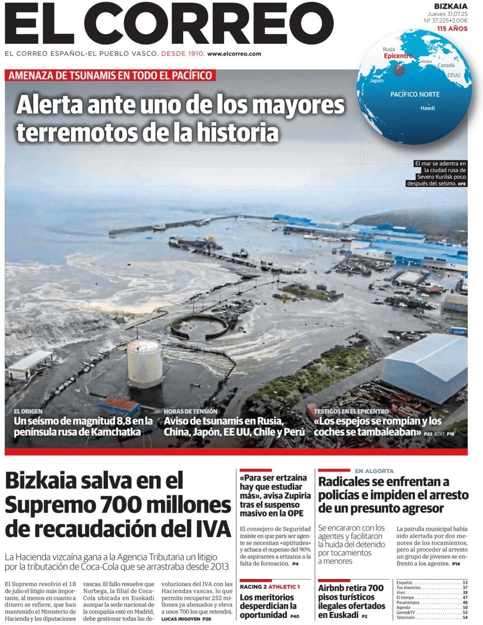 Prima Pagina El Correo 31/07/2025