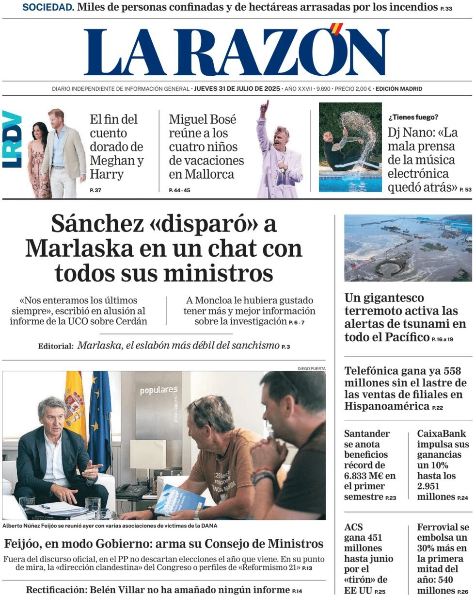 Prima Pagina La Razón 31/07/2025