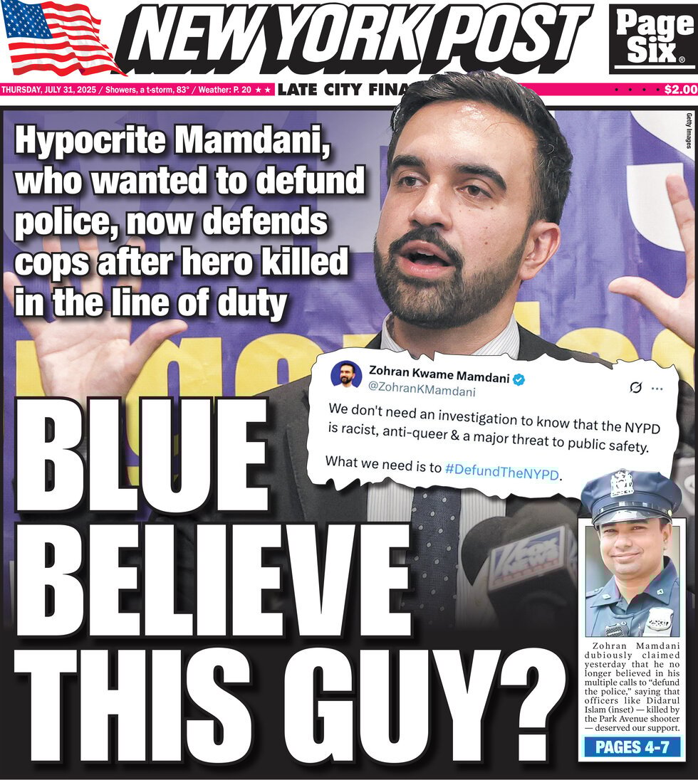 Prima Pagina New York Post 31/07/2025