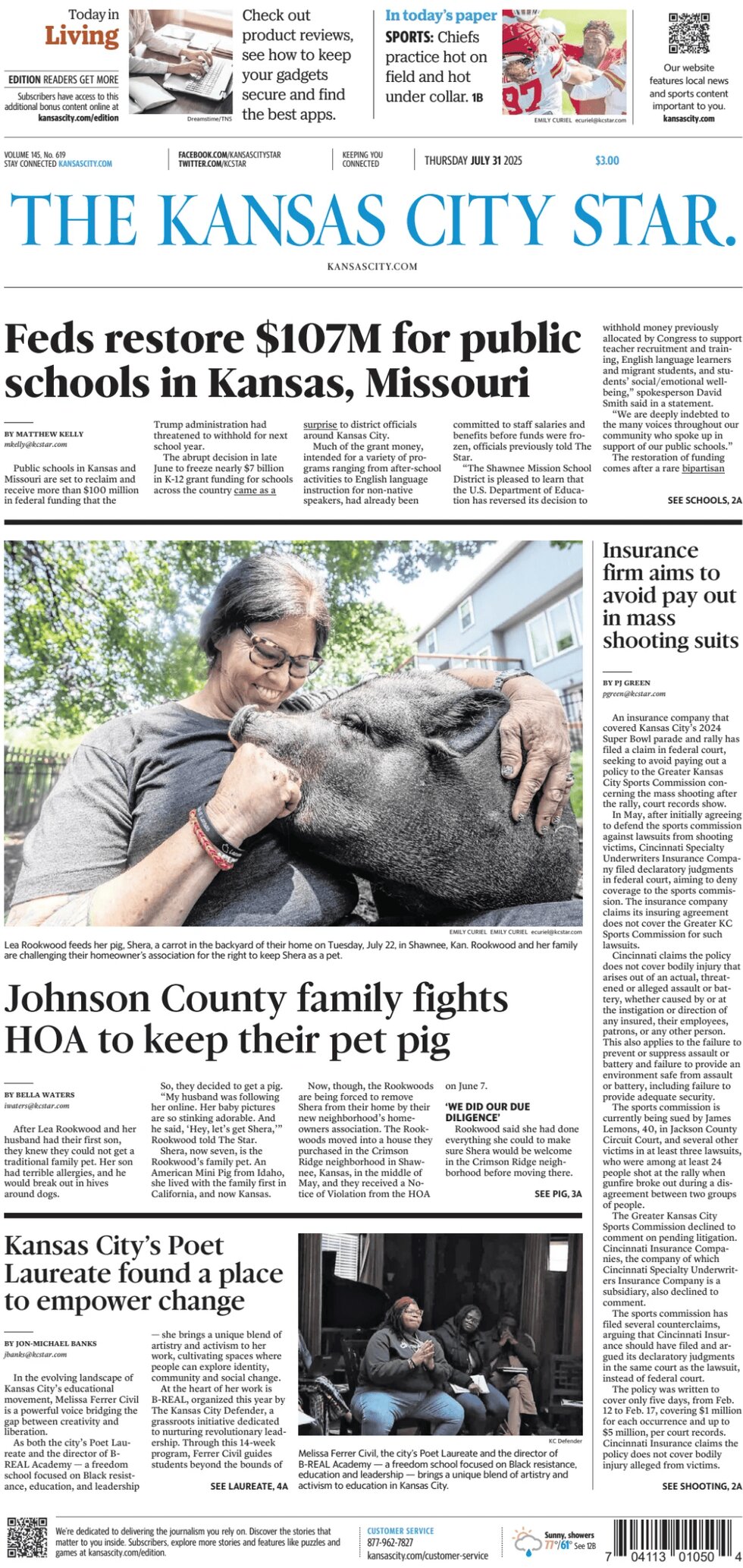 Prima Pagina The Kansas City Star 31/07/2025