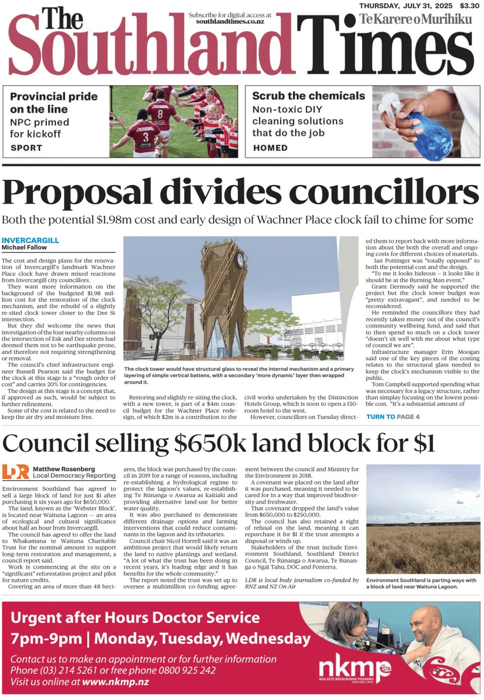 Prima Pagina The Southland Times 31/07/2025
