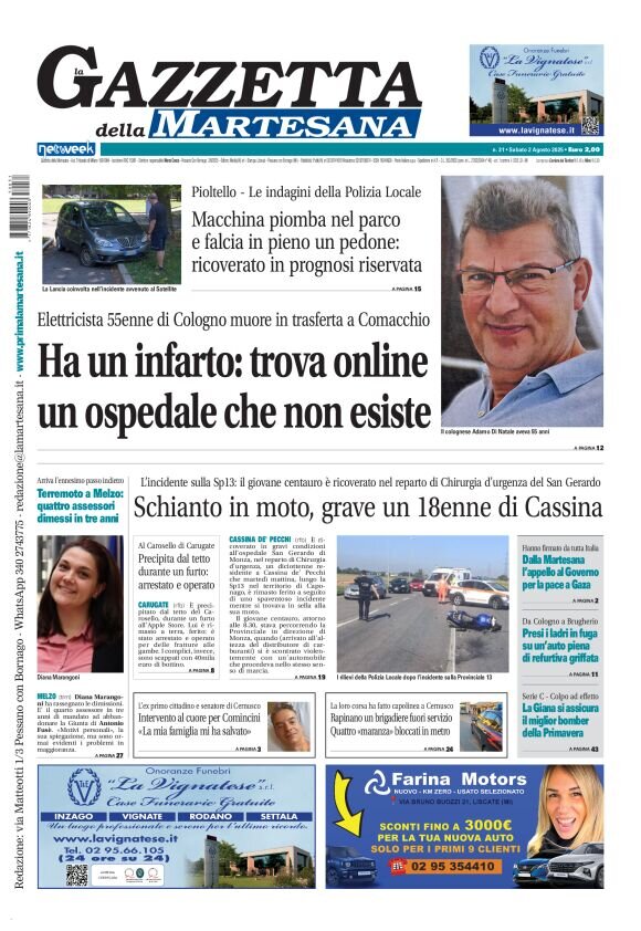 Copertina Gazzetta della Martesana 02/08/2025