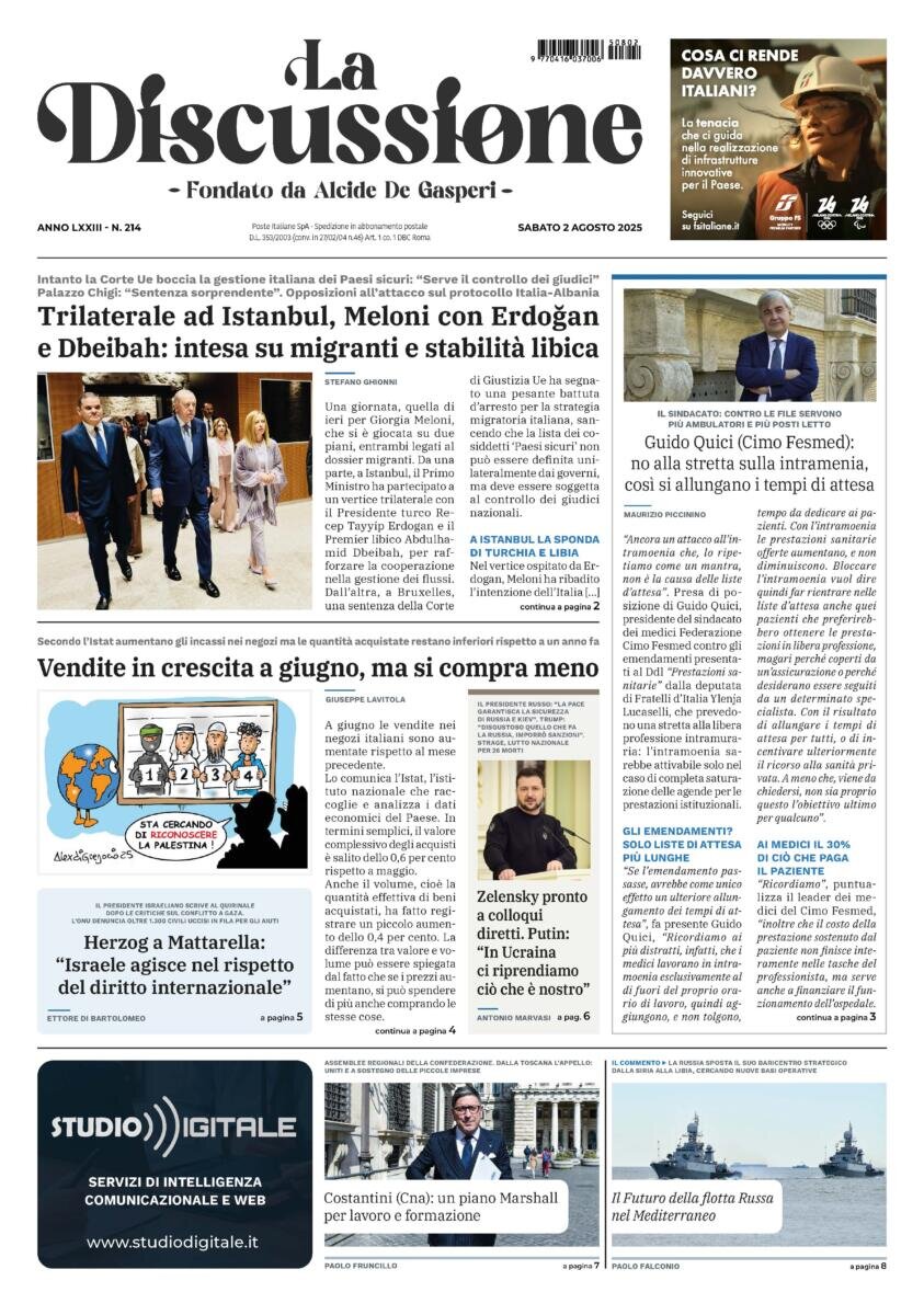 Prima Pagina La Discussione 02/08/2025