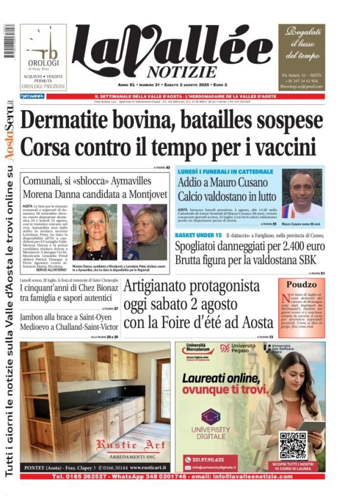 Copertina La Vallée Notizie 02/08/2025