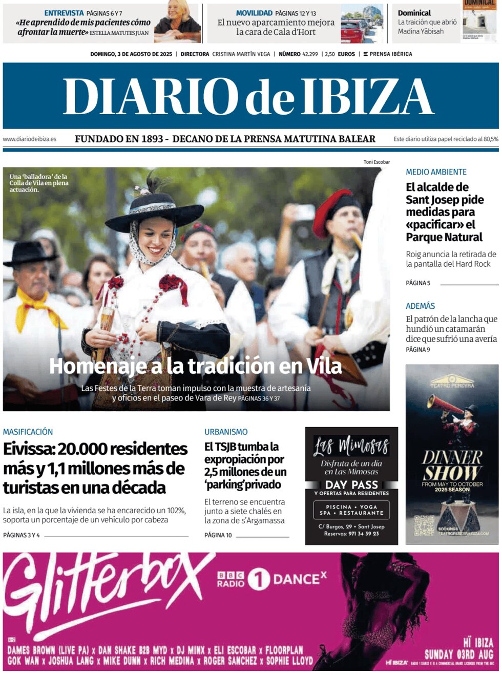 Prima Pagina Diario de Ibiza 03/08/2025