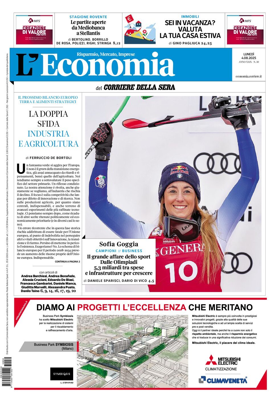 Copertina L'Economia (Corriere della Sera) 04/08/2025