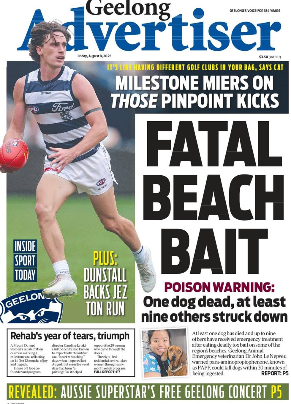 Prima Pagina Geelong Advertiser 08/08/2025