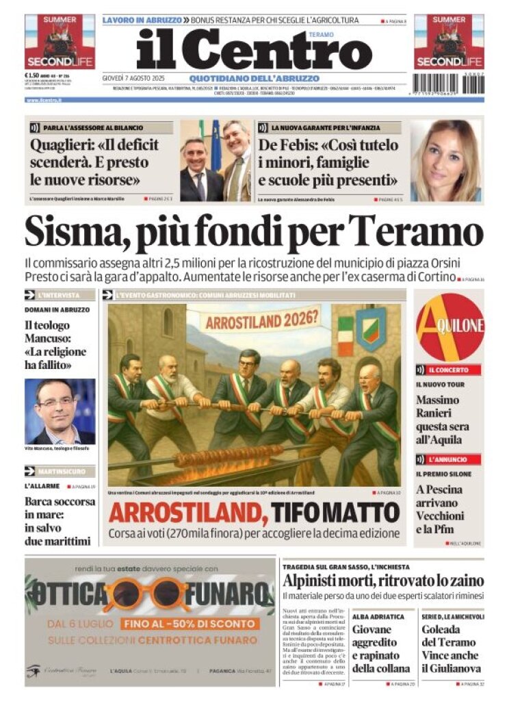 Prima Pagina Il Centro (Teramo) 07/08/2025