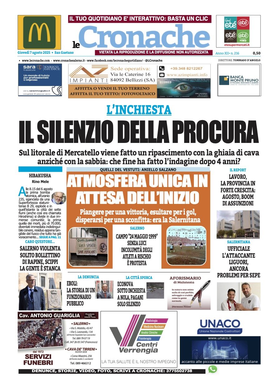Prima Pagina Le Cronache (Salerno) 07/08/2025