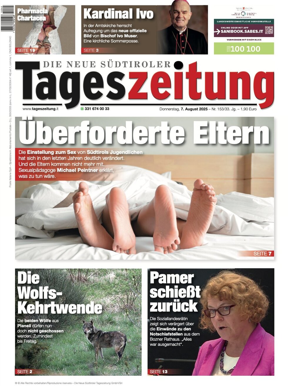 Prima Pagina Die Neue Südtiroler Tageszeitung 07/08/2025