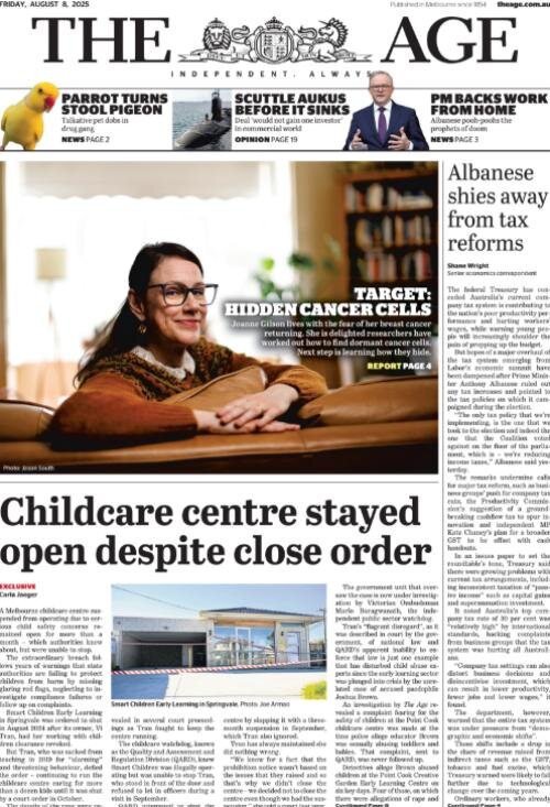 Prima Pagina The Age 08/08/2025
