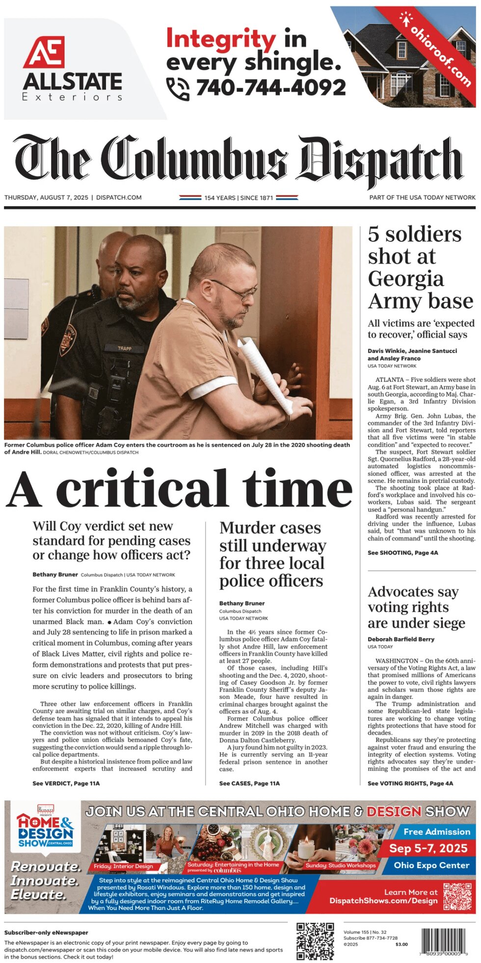 Prima Pagina The Columbus Dispatch 07/08/2025