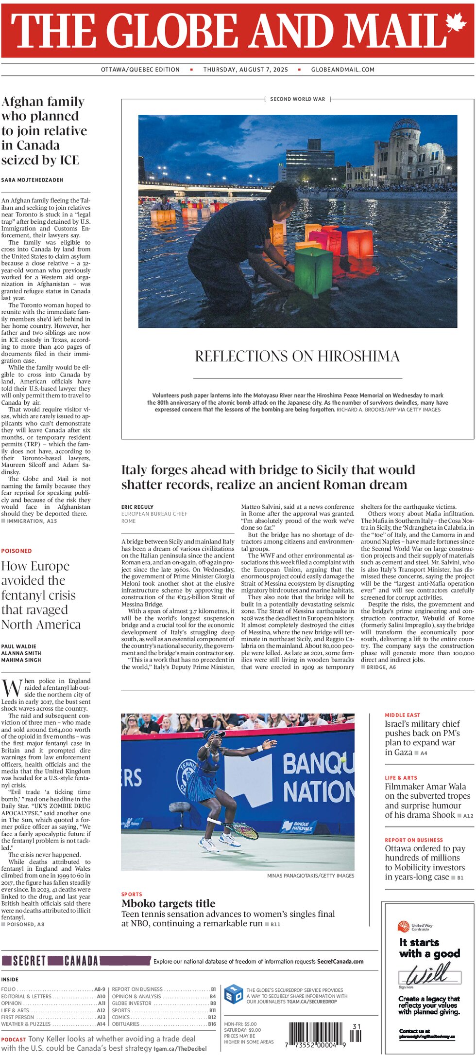 Prima Pagina The Globe and Mail 07/08/2025