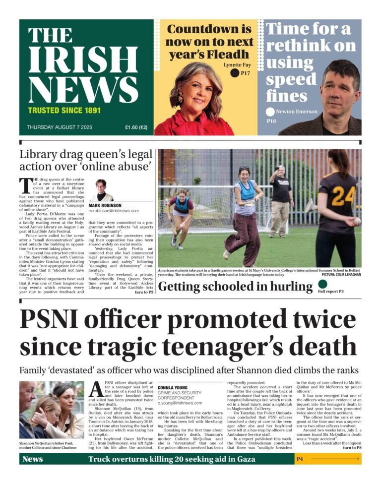 Prima Pagina The Irish News 07/08/2025