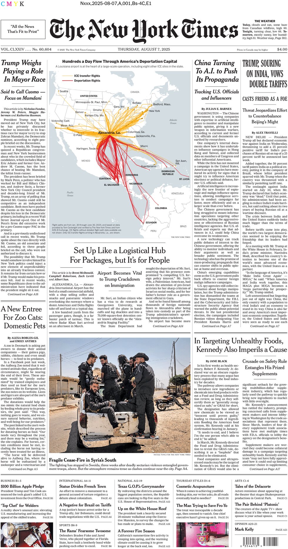 Prima Pagina The New York Times 07/08/2025