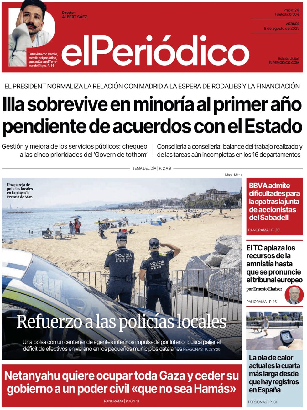 Prima Pagina El Periódico de Catalunya 08/08/2025