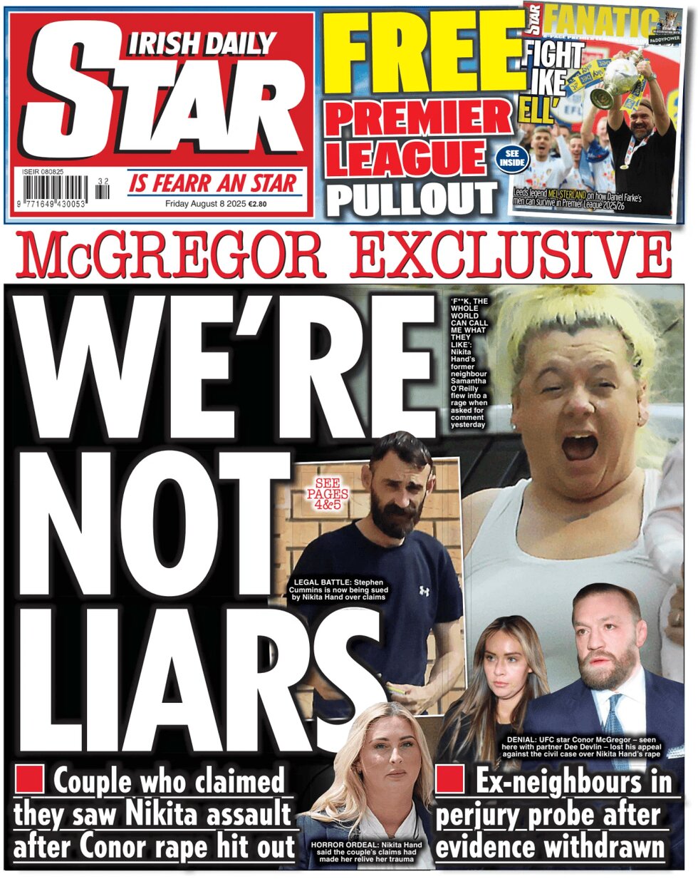 Prima Pagina Irish Daily Star 08/08/2025