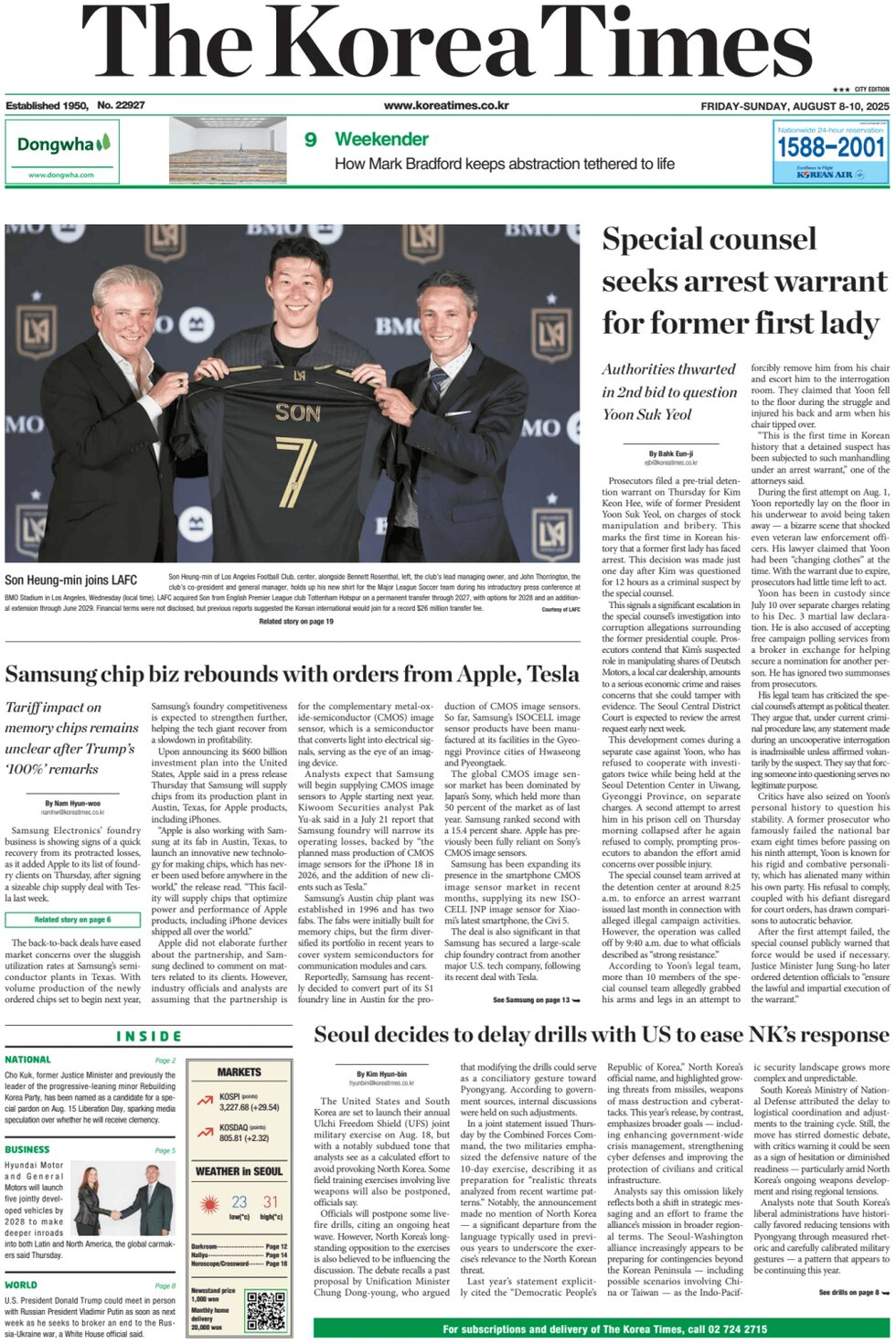Prima Pagina The Korea Times 10/08/2025