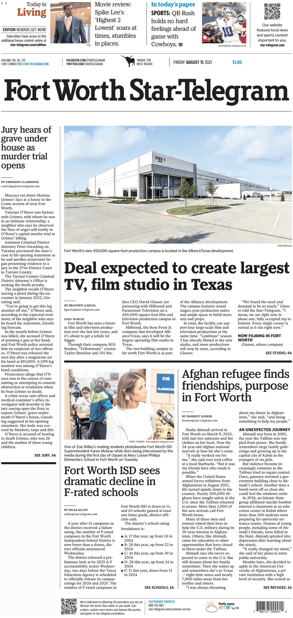 Prima Pagina Fort Worth Star-Telegram 15/08/2025