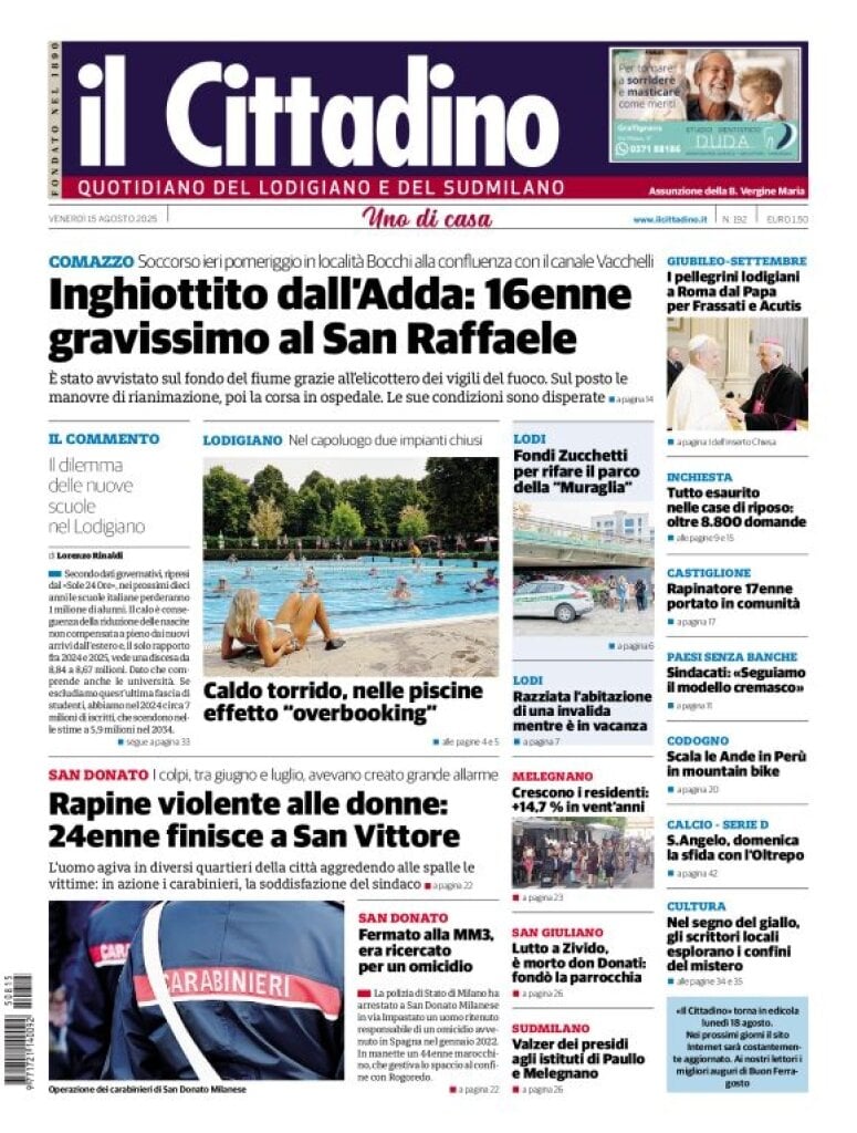 Prima Pagina Il Cittadino di Lodi 15/08/2025