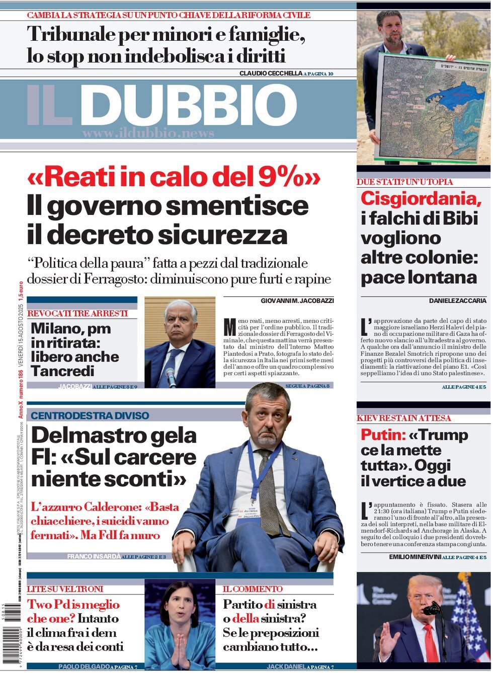 Prima Pagina Il Dubbio 15/08/2025