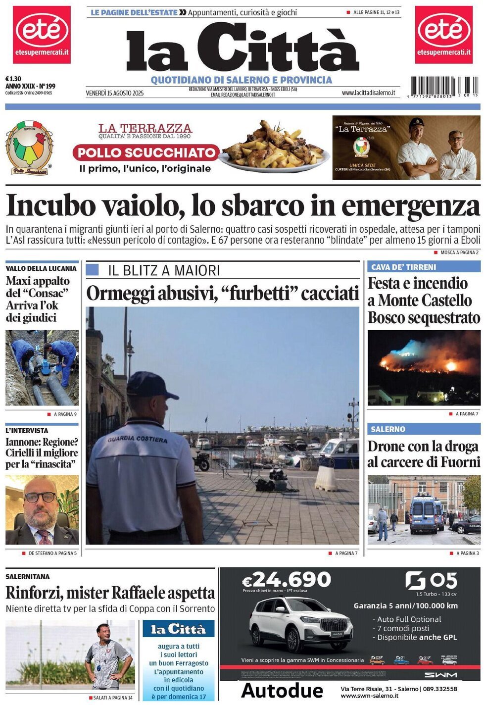 Prima Pagina La Città (Salerno) 15/08/2025
