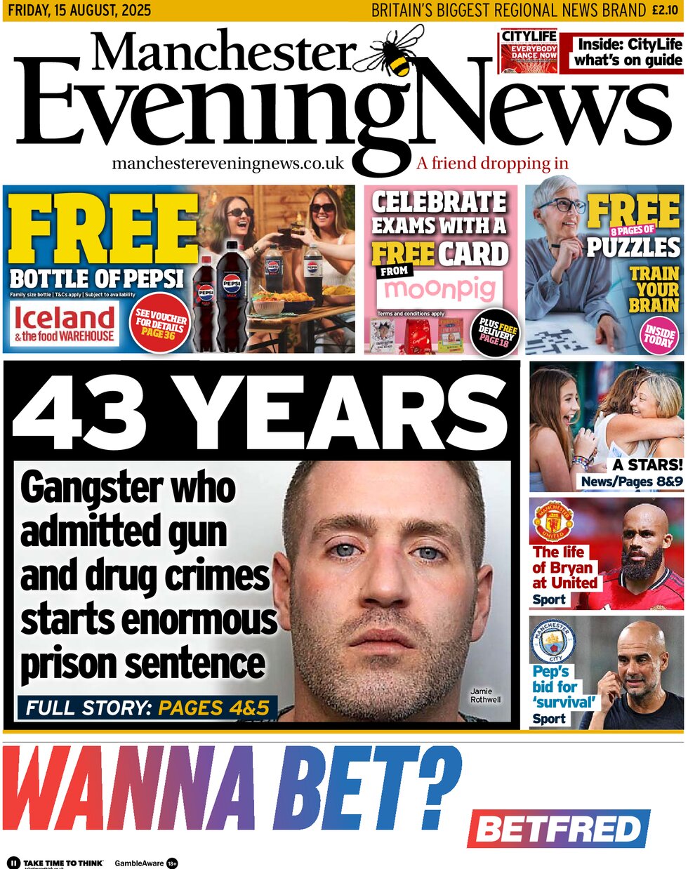 Prima Pagina Manchester Evening News 15/08/2025