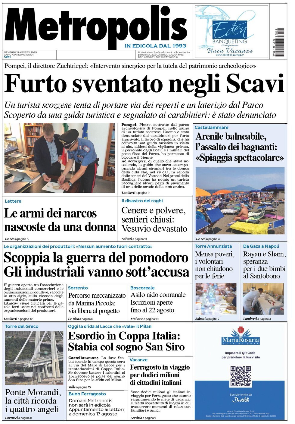 Prima Pagina Metropolis (Napoli) 15/08/2025