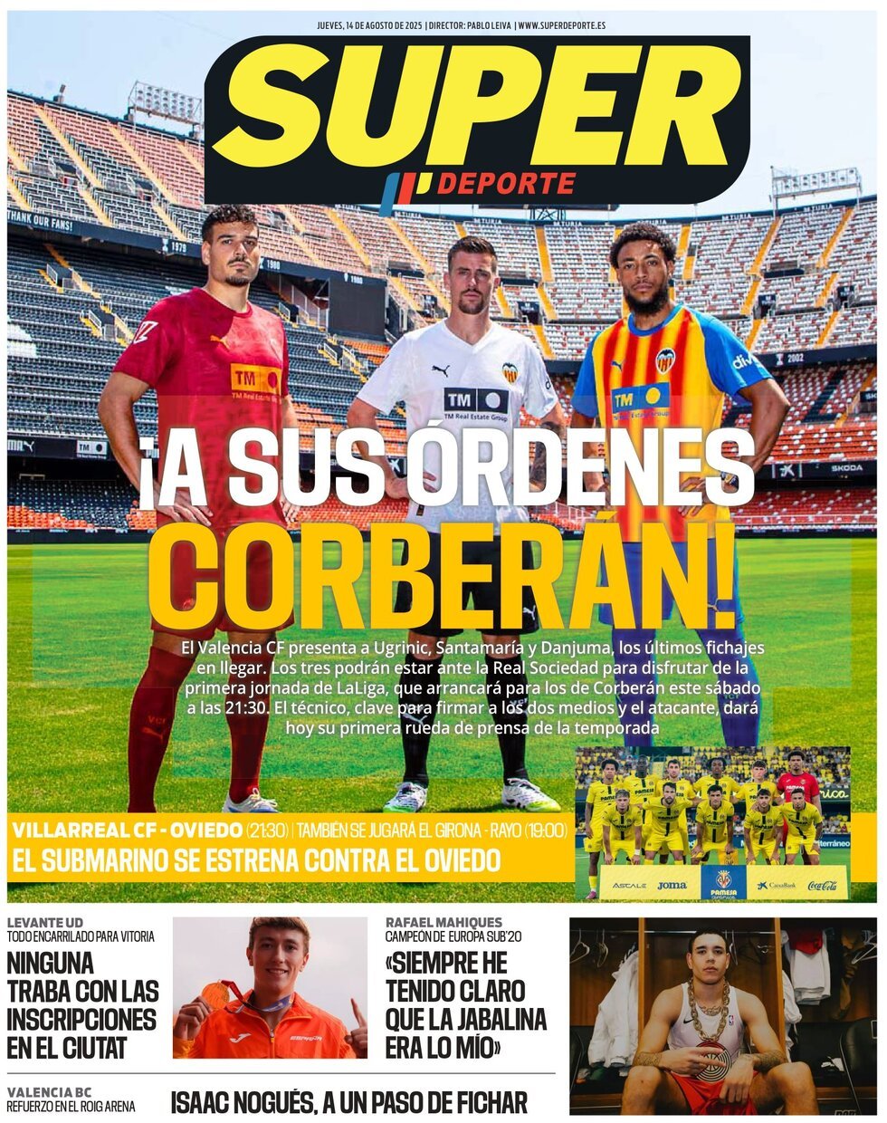 Prima Pagina Superdeporte 15/08/2025