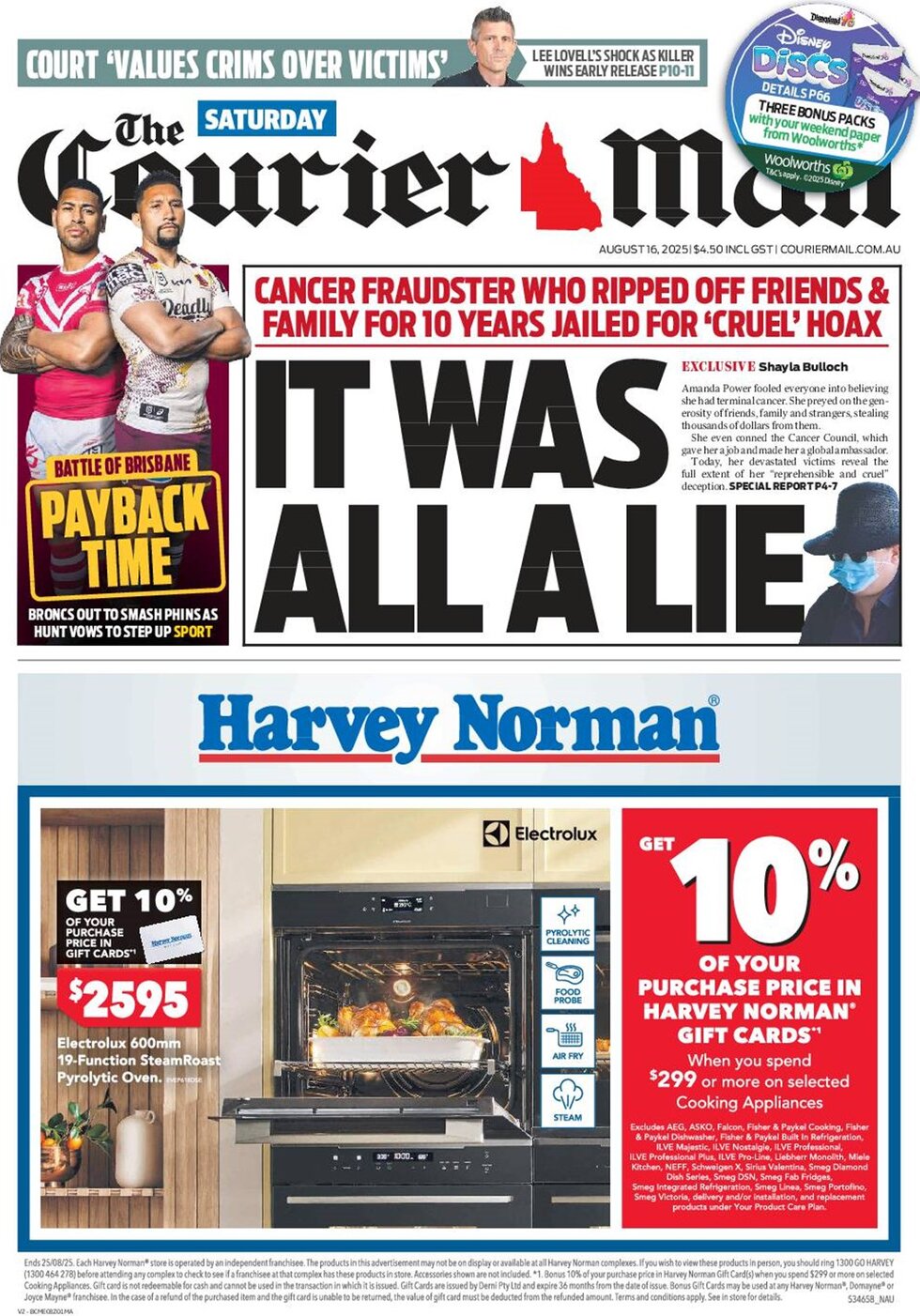Prima Pagina The Courier-Mail 16/08/2025