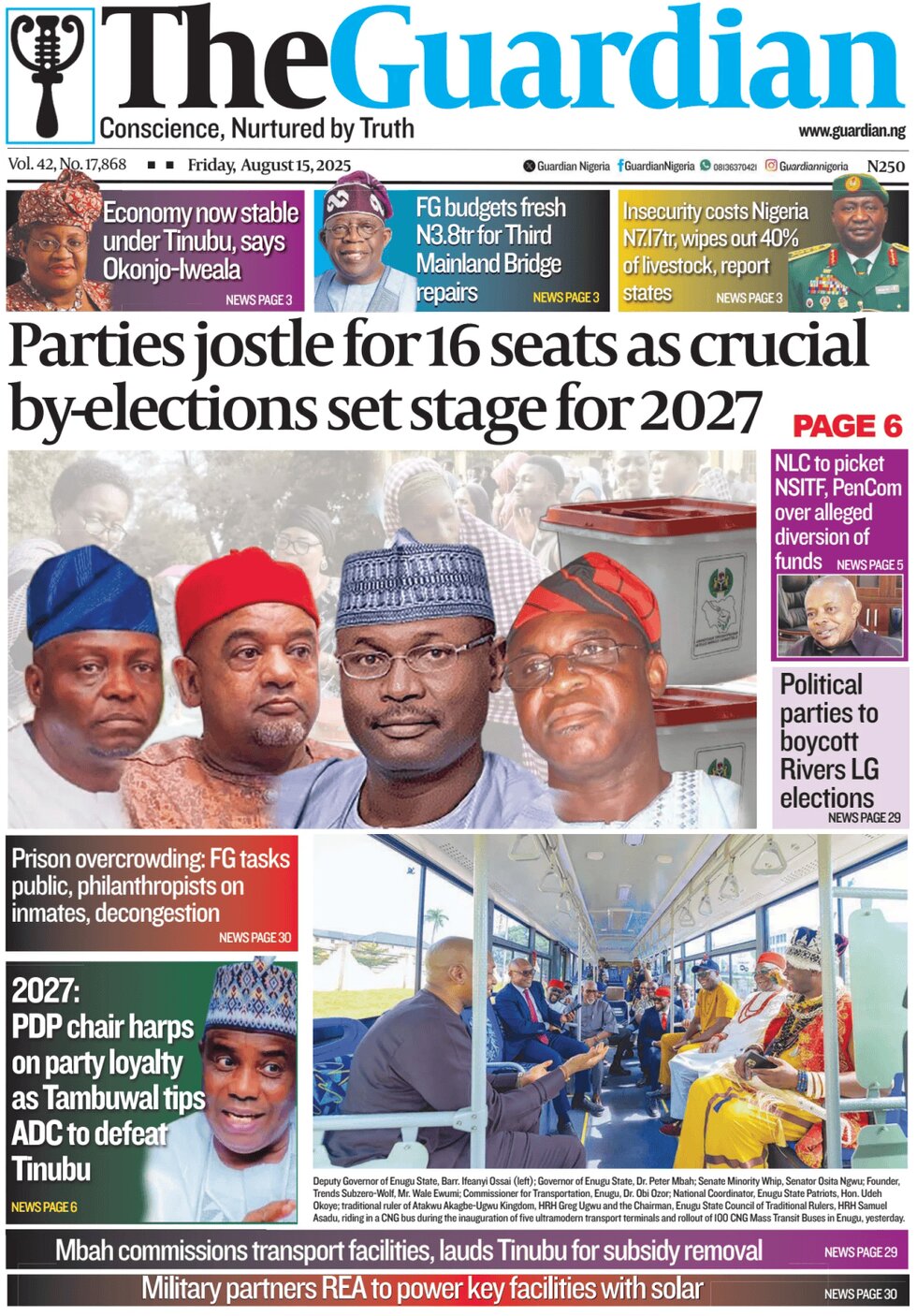 Prima Pagina The Guardian (Nigeria) 15/08/2025