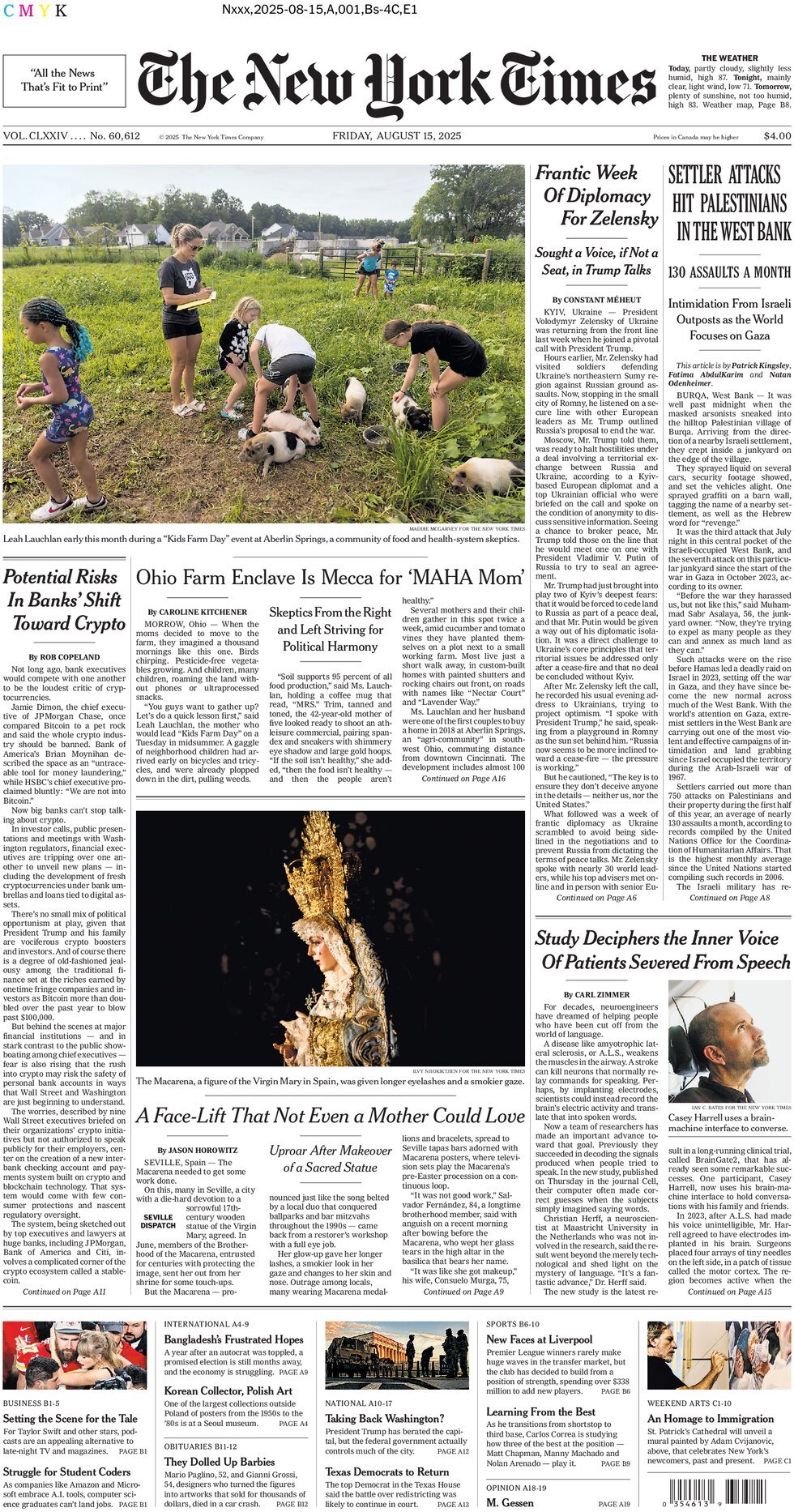 Prima Pagina The New York Times 15/08/2025