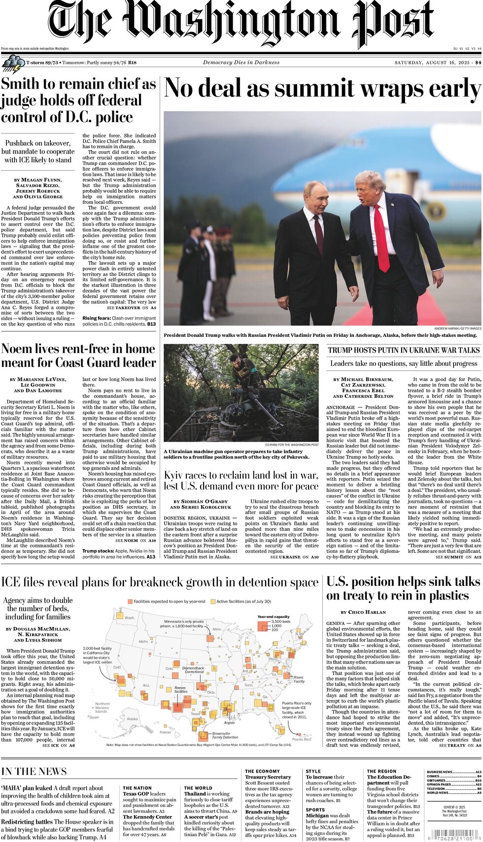 Prima Pagina The Washington Times 16/08/2025