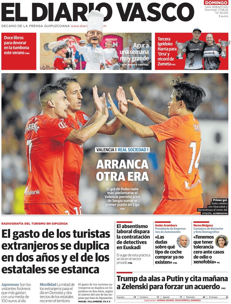 Prima Pagina El Diario Vasco 17/08/2025