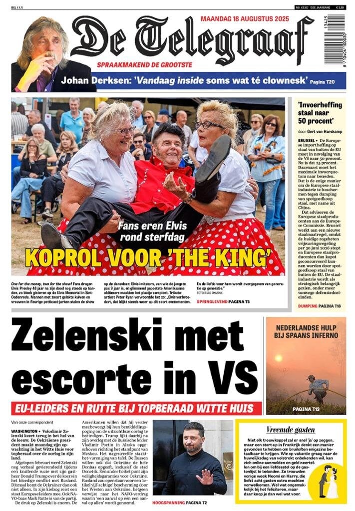 Prima Pagina De Telegraaf 18/08/2025