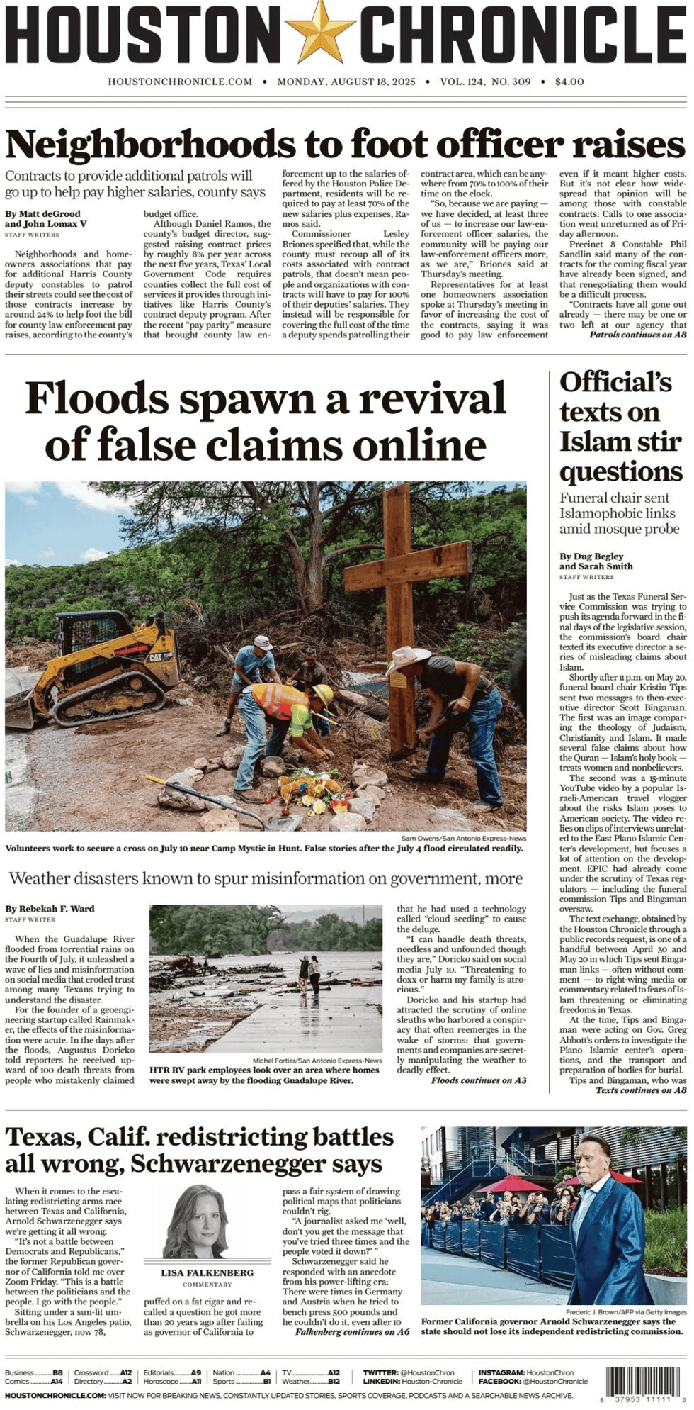 Prima Pagina Houston Chronicle 18/08/2025