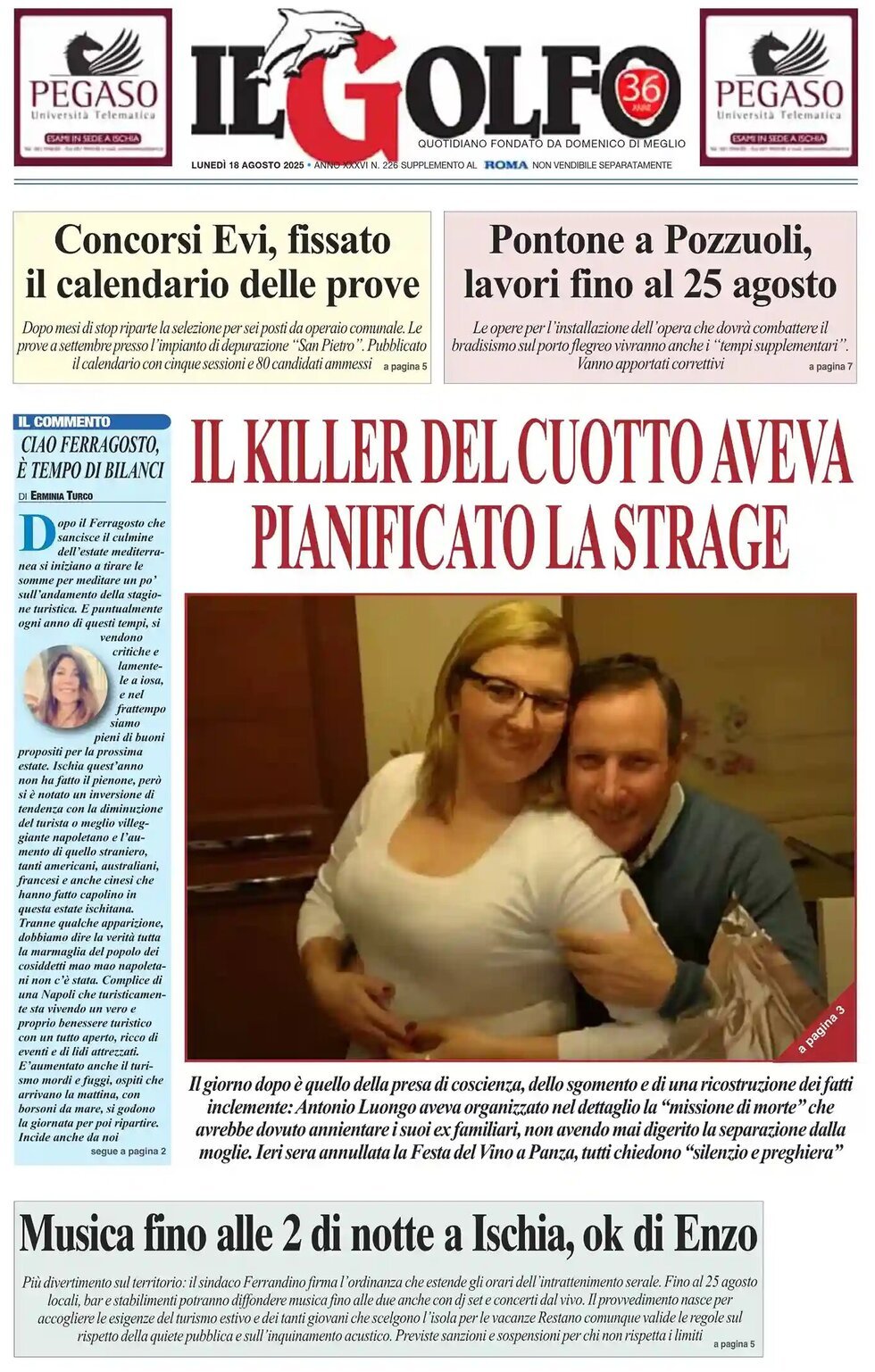 Prima Pagina Il Golfo 18/08/2025