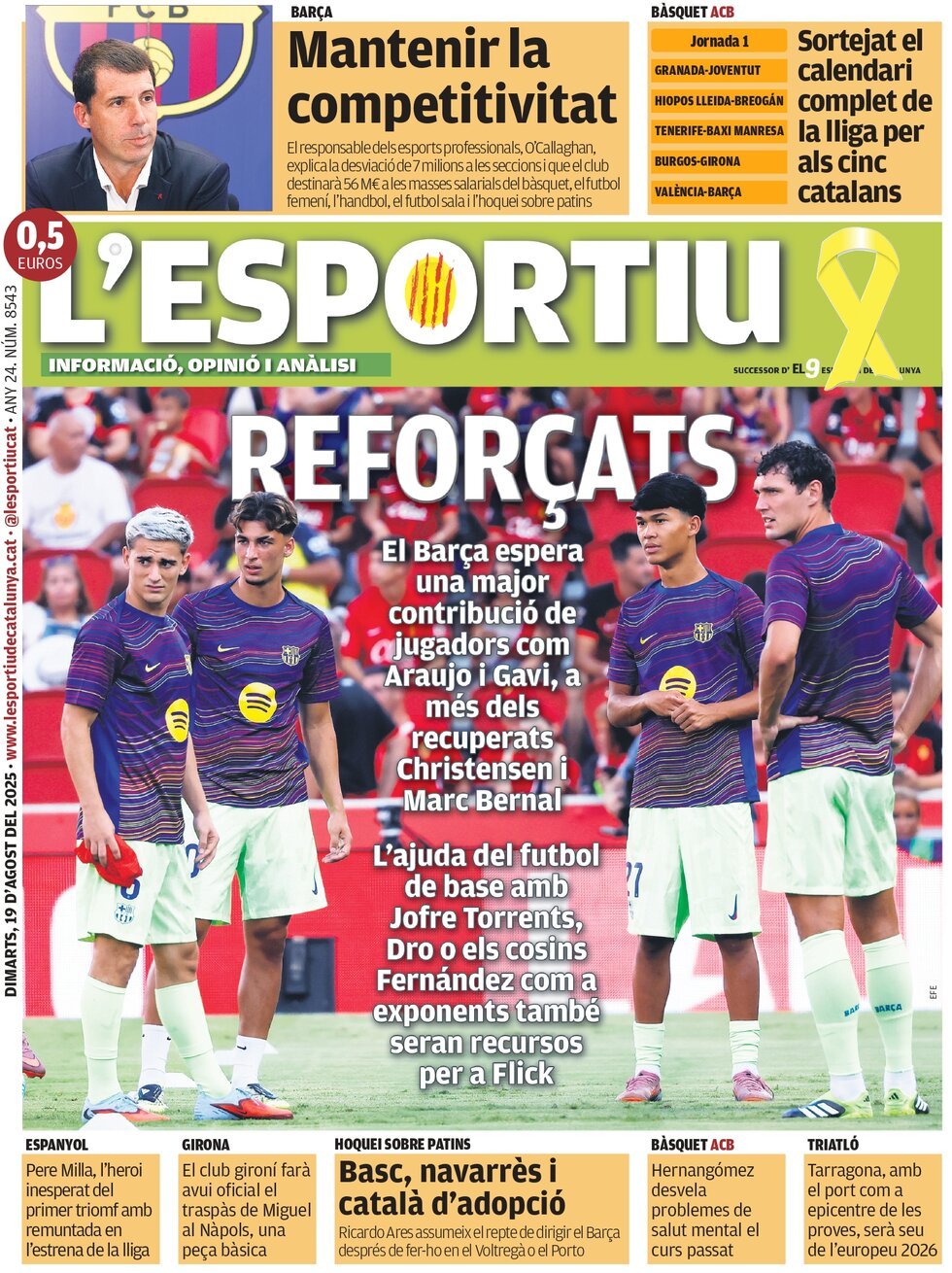 Prima Pagina L'Esportiu 19/08/2025
